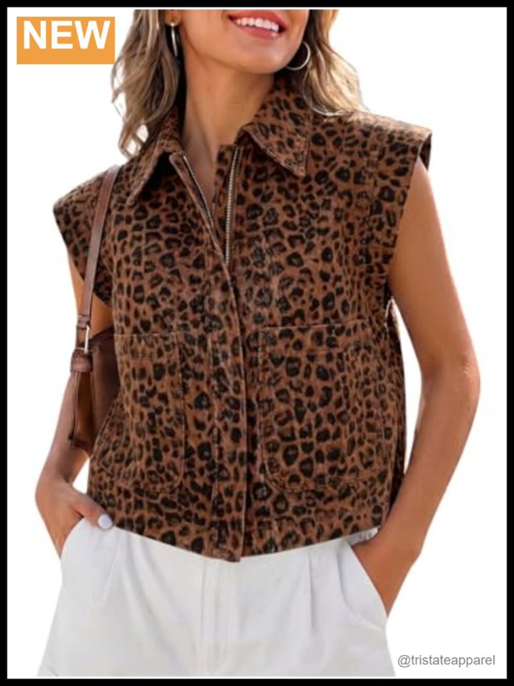 Womens Zip Up Denim Vest Cap Sleeve Cropped Jean Top